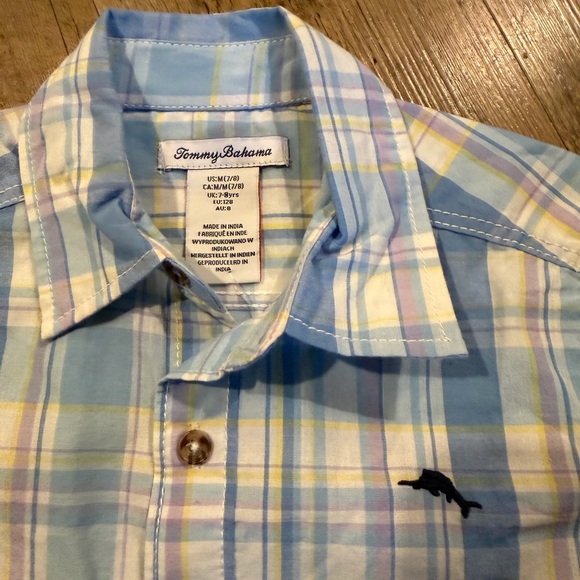 NWT Kids Blue Plaid Short Sleeve Shirt 7/8 - Picture 2 of 4